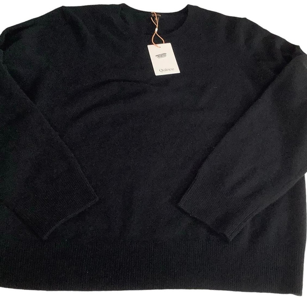 Quince XL Mongolian Cashmere Crewneck Sweater Black NWT - Picture 7 of 9
